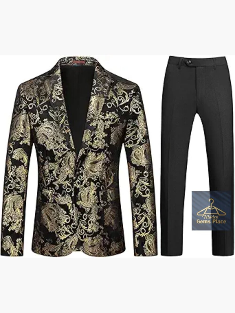 Men's Slim Fit 2 Piece Tuxedo Suit Shiny Prom Blazer Jacket Pants